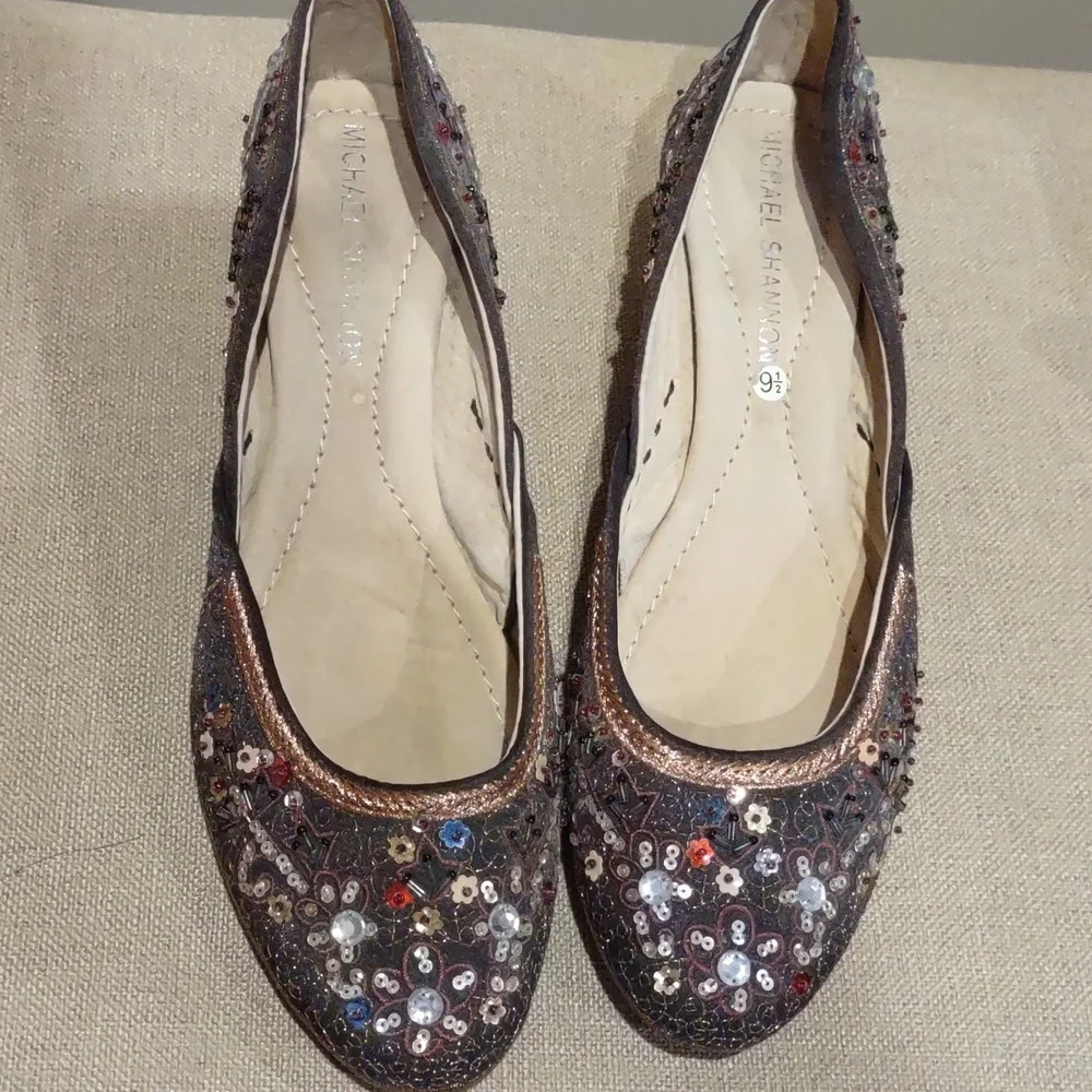 Michael Shannon Multicolor Sequin And Bead Kitten Heel Shoes, 9.5